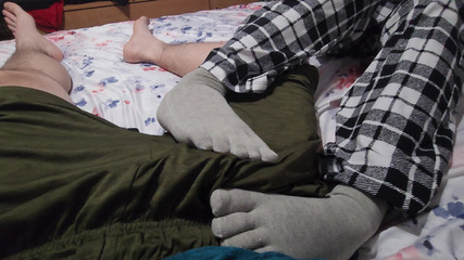 Foot Job and Teasing Rubbing His Cock