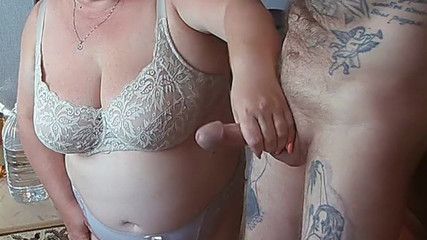 milf jerks off my cock and watches as the cock shoots sperm #1