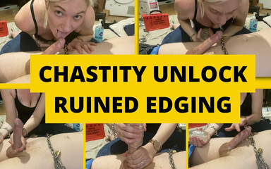 Chastity unlock ruined edging session