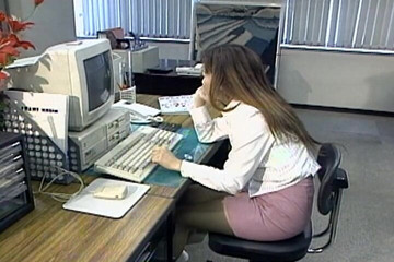 Horny Asian Secretary Fingering Her Hairy Twat