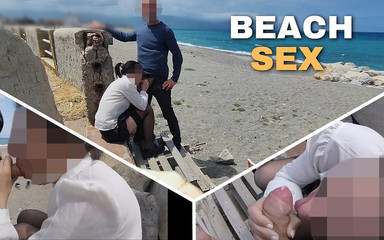 Dick Flash Risky Blowjob on Beach Stocking Teacher and Student Almost Caught Misscreamy