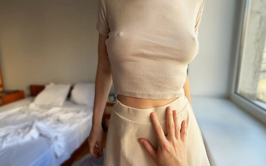 Stepsister Helps Stepbrother Cum Quickly in Her Panties Before College