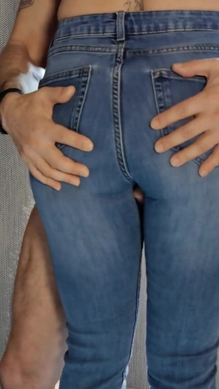 Hot MILF in Blue Jeans Dry Hump a Hard Cock