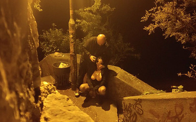 Big Tits Stepmother in Law in Hot Lingerie Humiliated Outdoor with Dildo and Fat Cock