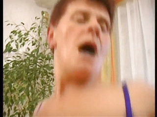 Ugly grandma with boy haircut fucks a handsome boy