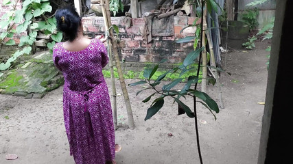 I See My Stepaunty Cleaning the Yard, I Hugged Her and Started Fucking