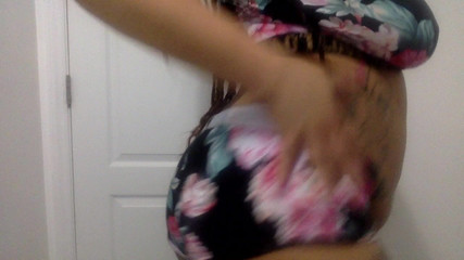 Big tit ebony BBW dances in the bathroom