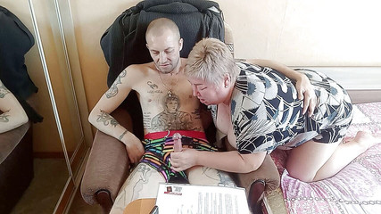 Stepmom sucks and jerks off my cock 2