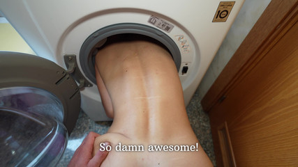 POV: Stepsister Is Stuck in the Washing Machine. I Inserted It Into Her Anal. Anal Squirt