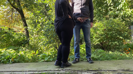 Milf licked my cock outside after pissing