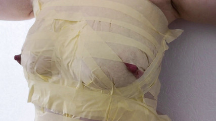 Taped tits and real hard whipping