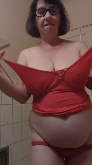 Red Slutty Outfit Looks Better on the Floor!