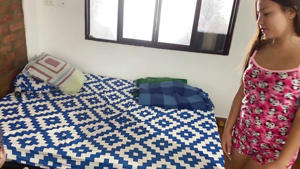 My Stepdad Hides in the Closed Room and Sees Us Fucking so He Joins Us and Makes Us Both Cum