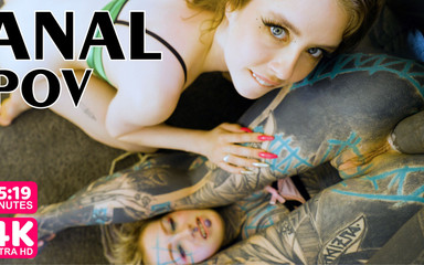 Alt Punk Girls Share a Tattoo Cock