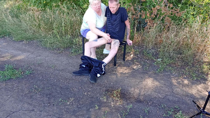 Stepmom Sucks My Dick in a Park on a Bench Until I Cum