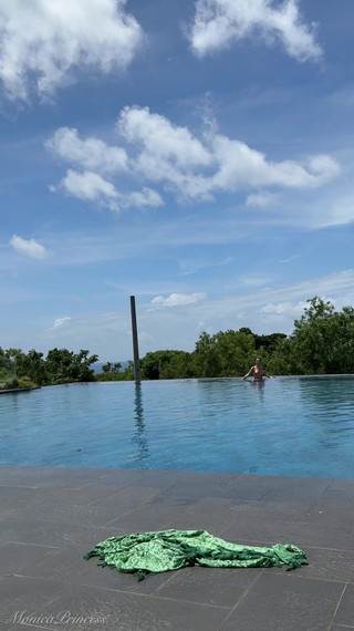Teasing at the Pool in Micro Bikini, Swimming