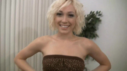 Busty blonde teen strips naked before playing with her dildo