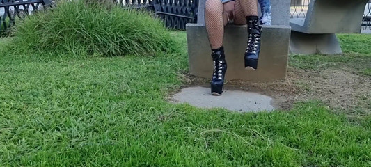 Curvi Smoking and Open Legs Outdoor Teen High Heels