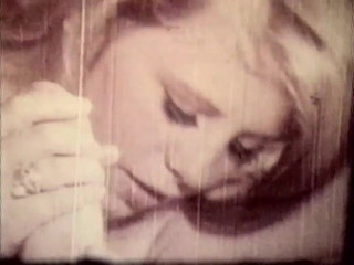 Vintage blonde beauty in a threesome