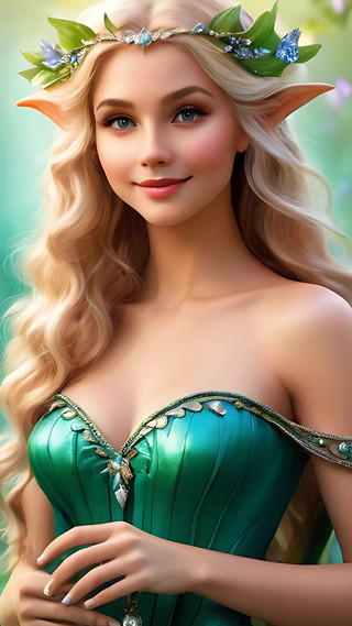 Nude Beauty Holding Hyacinth with Teal Emerald Diamond Jewelry Artistic Ai Slideshow