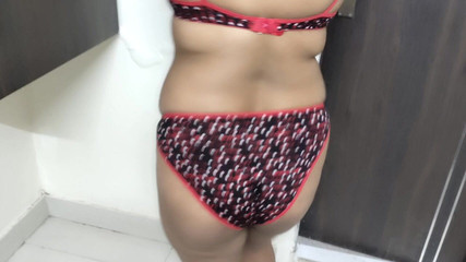 My Stepaunty shows her red panties and bra and teaches me sex