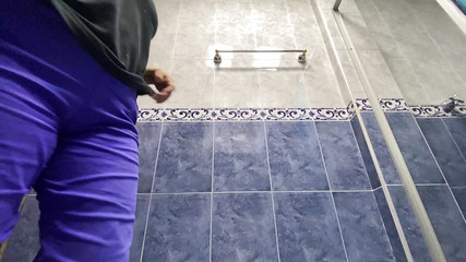 Amateur Camera to Beautician in Bathroom