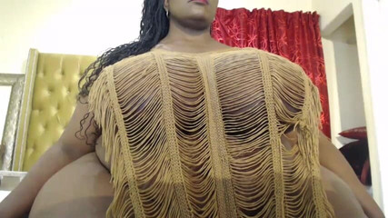 Black BBW Milking Her Tits and Masturbating