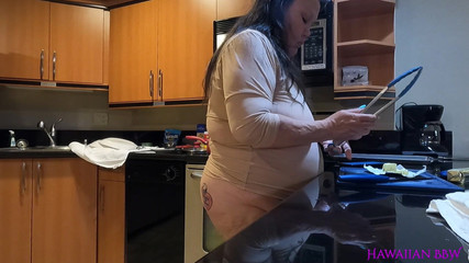 Housewife Cooking Steak Dinner and Blowjob
