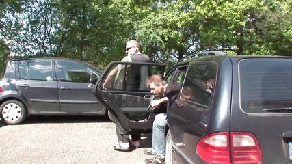 Chubby babe gets dp fucked outdoor