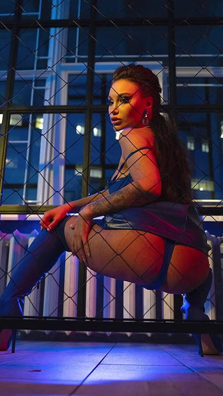 Night Monika Fox in Blue Near the Net