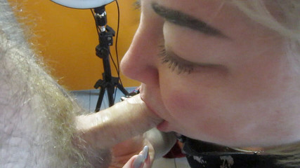 Deep throat and a mouthful of cum after a savory blowjob