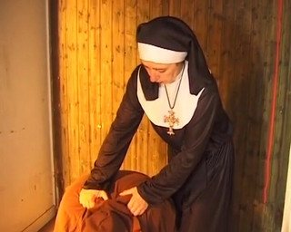 A Kinky German Nun Ties Her Man up and Dominates Him in the Dungeon