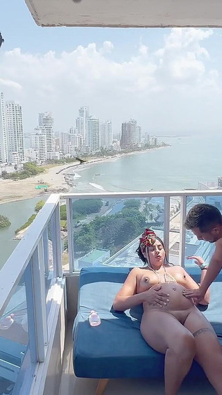 Horny Pregnant Woman Gets Fucked Hard on the Balcony