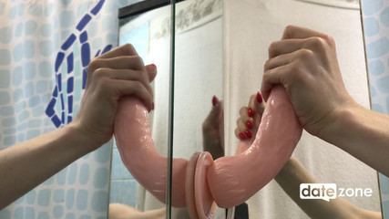 Fake Cock Ejaculates Straight Into Her Mouth and Face