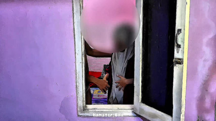 Almost Caught by Neighbor! MILF Hijab Blowjob in Window