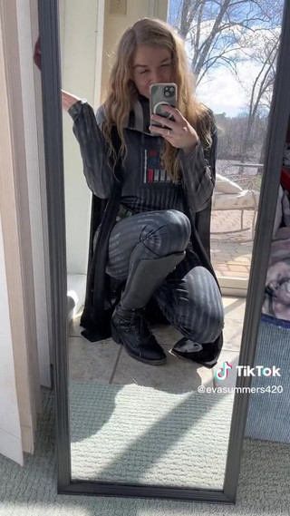 NSFW Tiktok Cosplay Star Wars Lady Vader Sexy Tease Ripped Pants Big Ass Petite PAWG Perfect Natural Body