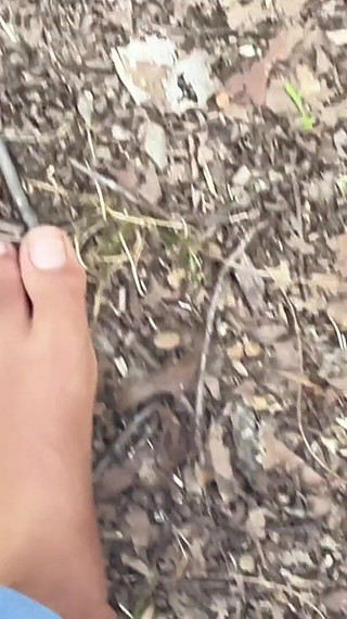 Mommy Walks Barefoot Outside