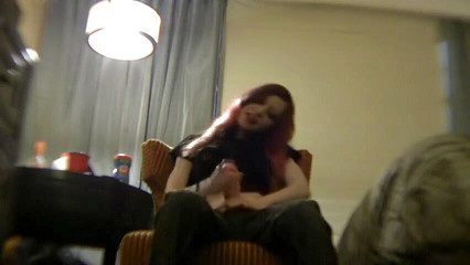 Kinky redhead teen showing you how to jerk with strap-on