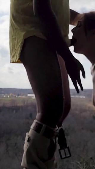 Busted! Freeuse Redhead Caught During Public Deepthroat and Outdoor Fucking on a Cliff