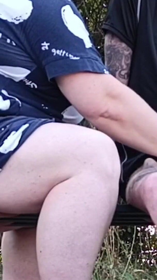 Stepmom in a Park Fingering My Dick on a Bench