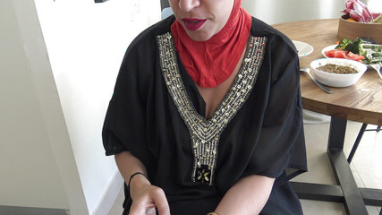 Arab milf with big tits and big ass invites American soldiers to her house