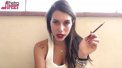 Smoking on balcony with tattooed and hot teen Petra