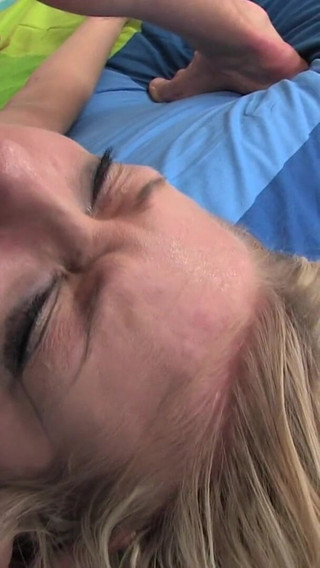 Blonde teen gets a rough ass fucking