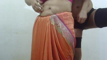 Chubby Stepmom Fucking in Doggy Style with Her Husband in Indian Sari