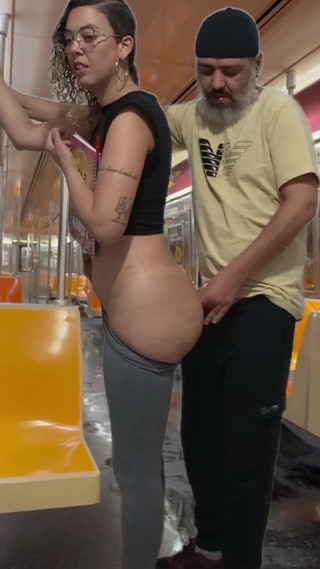 Student Girl Gets Cum on New York Subway Train.