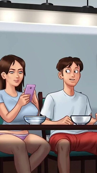 Sexy Big Boobs Girl Striptease & Big Ass Play, Hot Slut Teases Him with BBW Sexy Body - Summertime Saga 06