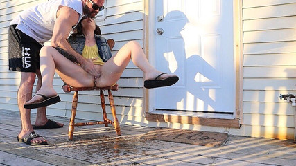 Squirting in Outdoor as Neighbours Watch Us