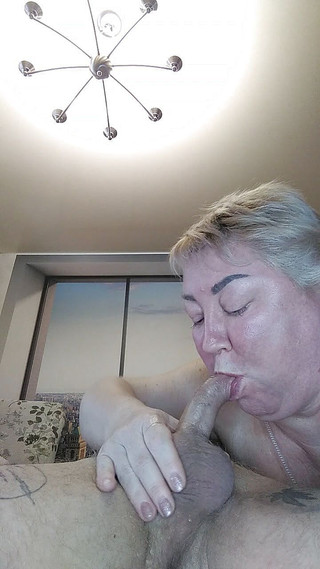 Slobbery blowjob with a deepthroat from mother-in-law