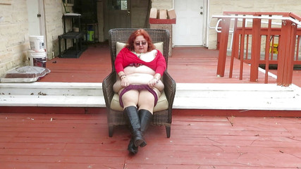 Oh fun on my patio in my new boots doing a booty shake and