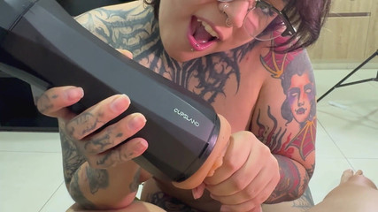 I Find My Stepbrother Masturbating with His New Toy and Help Him Cum